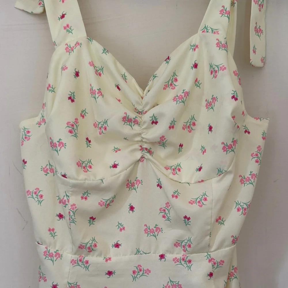 Cottagecore Floral Yellow Dress Women’s Small - Picture 4 of 12